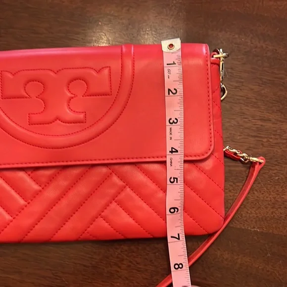 NWOT Tory Burch Red Quilted Leather Shoulder Bag with Chain Strap - Picture 7 of 7